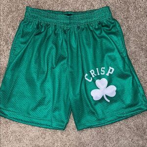 Crisp “Bean Town” green mesh shorts, size M